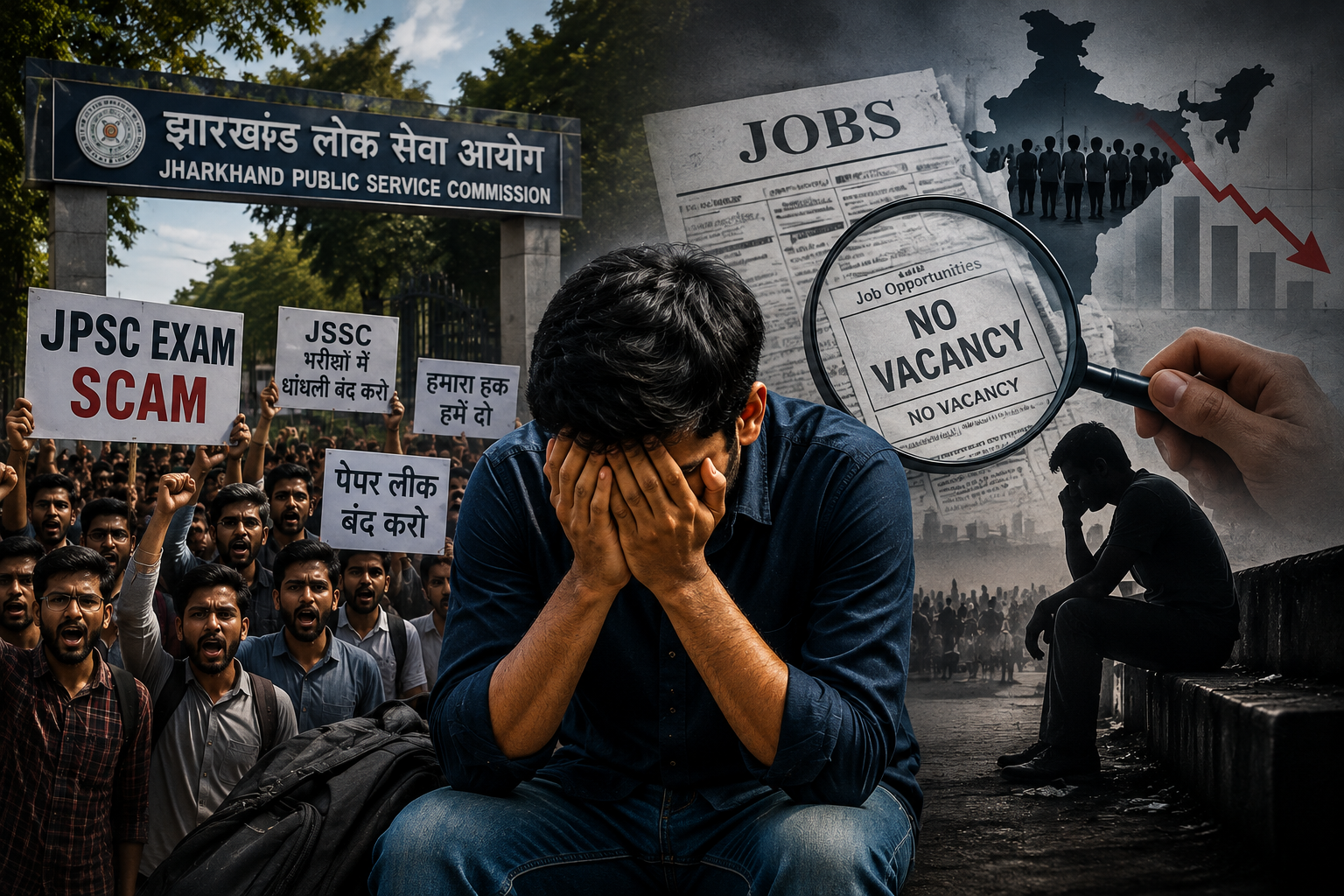 ভারতে বেকারত্বই কি তরুণ অসন্তোষের মূল কারণ, ঝাড়খণ্ডের প্রতিবাদ ঘিরে উঠছে বড় প্রশ্ন ঝাড়খণ্ডে JPSC ও JSSC পরীক্ষা নিয়ে তরুণদের প্রতিবাদ এবং ভারতের বেকারত্ব সংকটের প্রতীকী চিত্র
